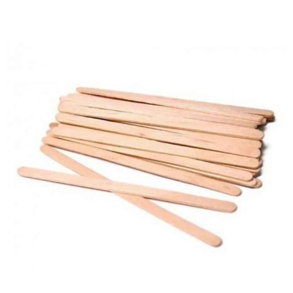 Шпатель узкий деревянный 2 мм 6 мм 140 мм в индивидуальной упаковке в коробке 50 шт