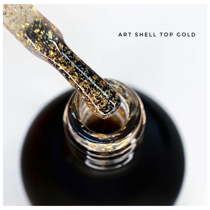 Топ для гель лака ART In Detail Shell Top Gold с золотыми хлопьями 10 мл