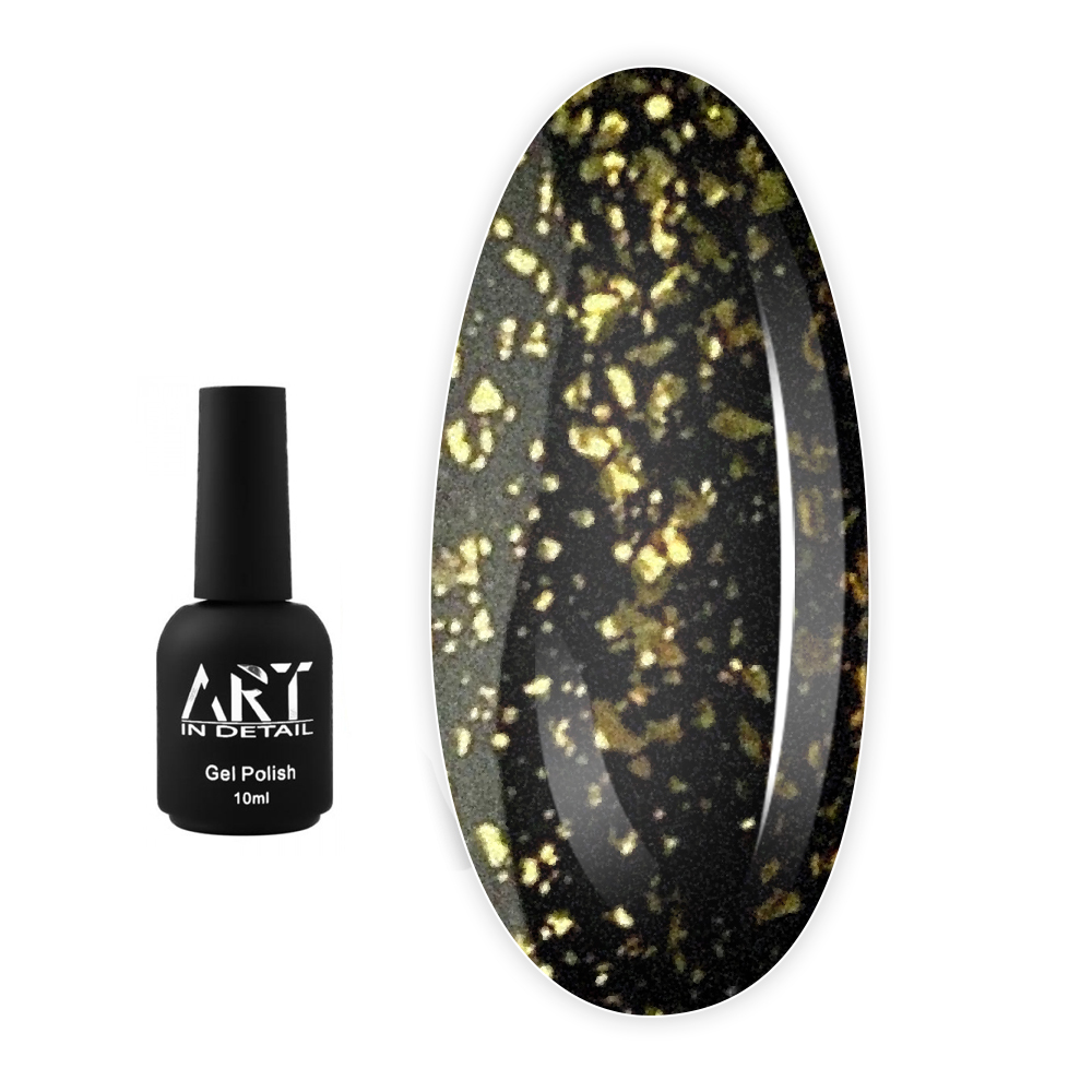 Топ для гель лака ART In Detail Shell Top Gold с золотыми хлопьями 10 мл