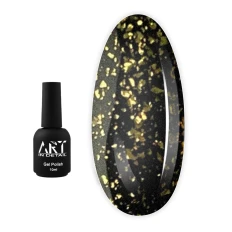 Топ для гель лака ART In Detail Shell Top Gold с золотыми хлопьями 10 мл