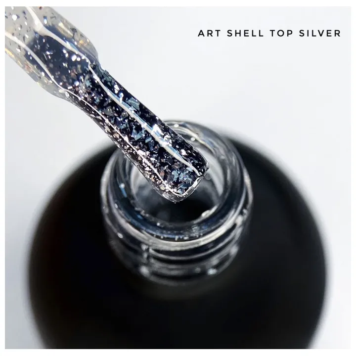 Топ для гель лака ART In Shell Top Silver с серебряными хлопьями 10 мл