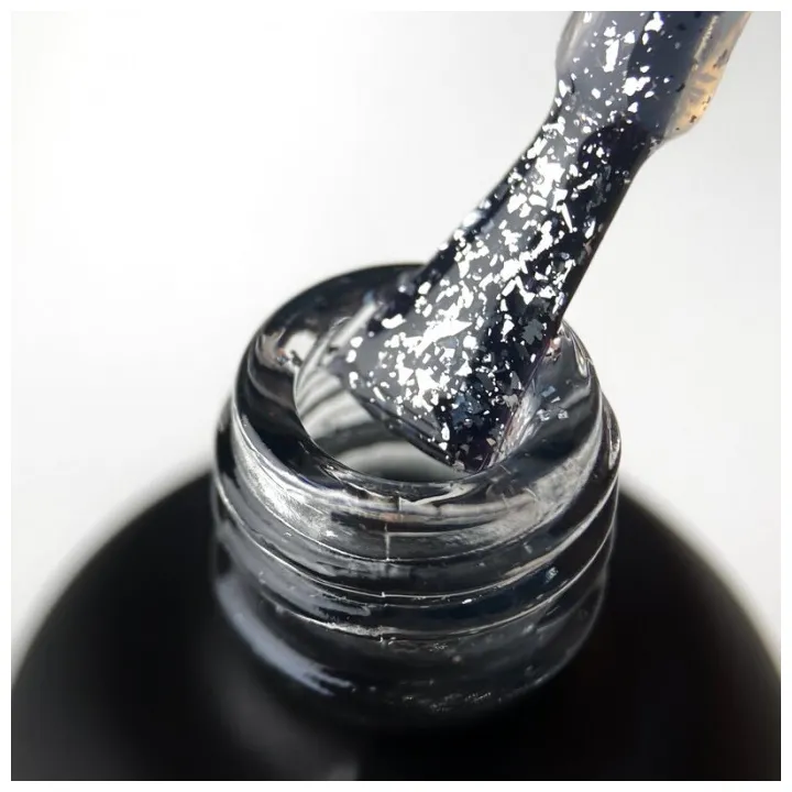 Топ для гель лака ART In Detail Top Shine Silver с мелкими серебряными хлопьями 10 мл