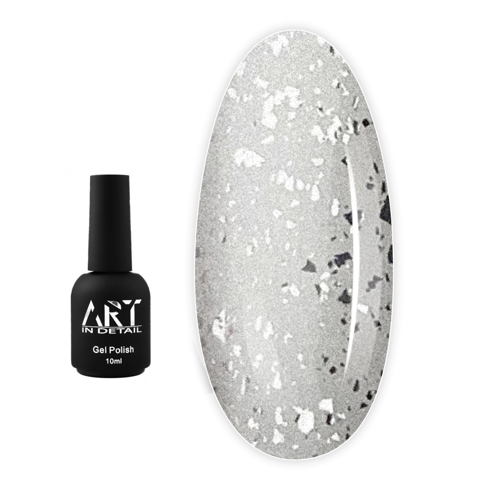 Топ для гель лака ART In Detail Top Shine Silver с мелкими серебряными хлопьями 10 мл
