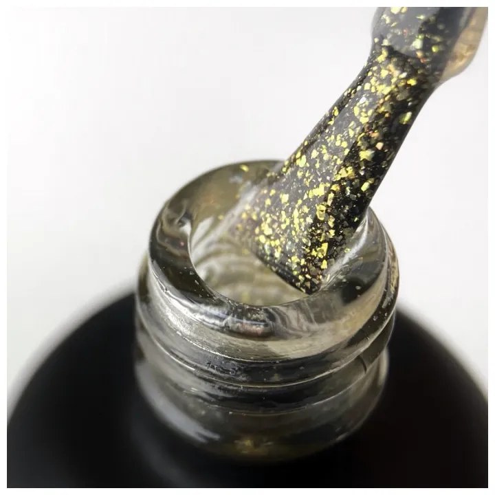 Топ для гель лака ART In Detail Top Shine Gold с мелкими золотыми хлопьями 10 мл
