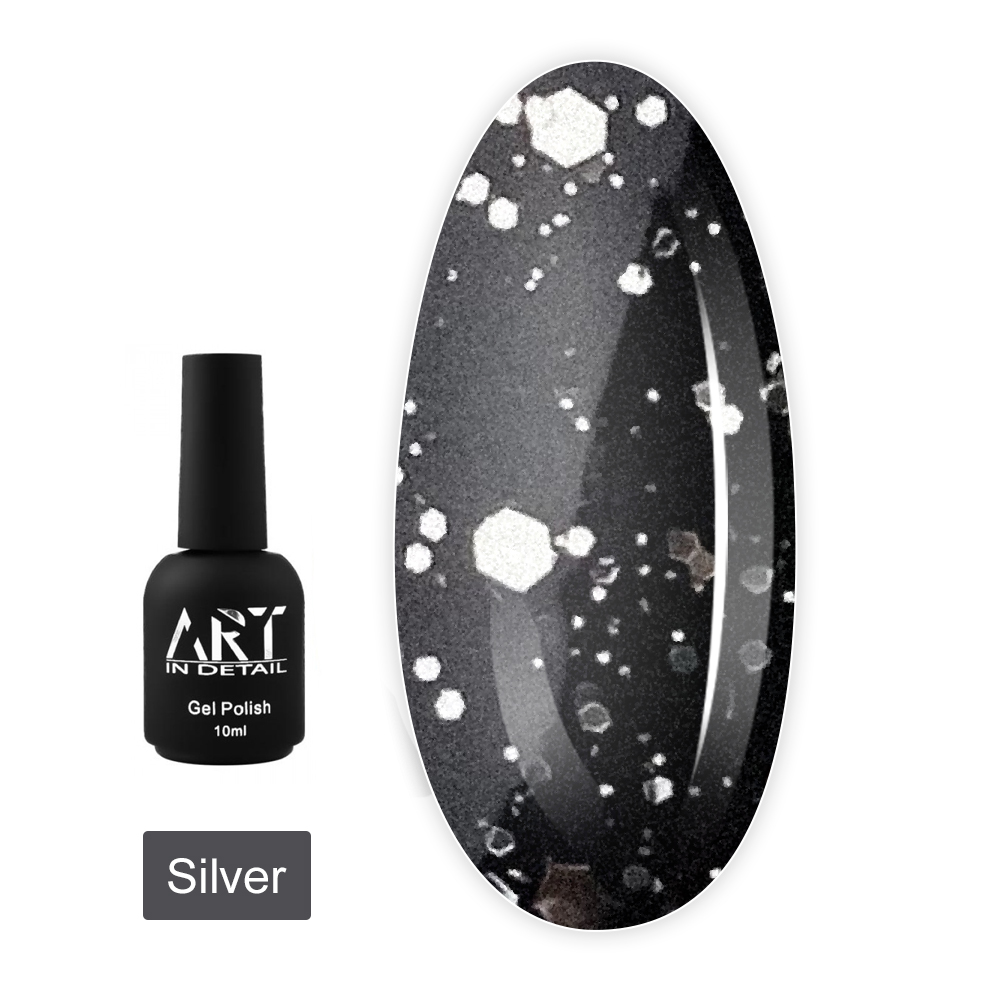 Топ для гель лака ART In Detail No Whipe Hive Top с шестигранниками10 мл  (Silver)