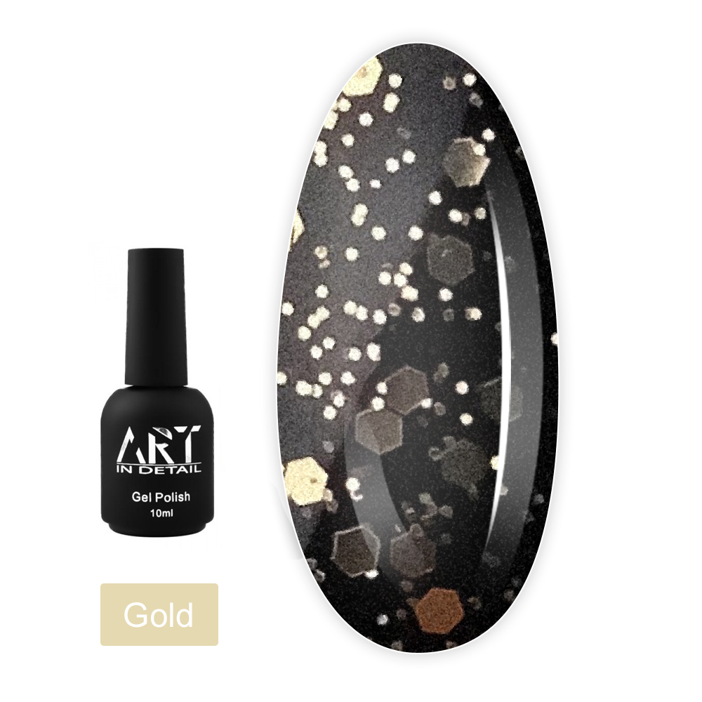 Топ для гель лака ART In Detail No Whipe Hive Top с шестигранниками10 мл (Gold)