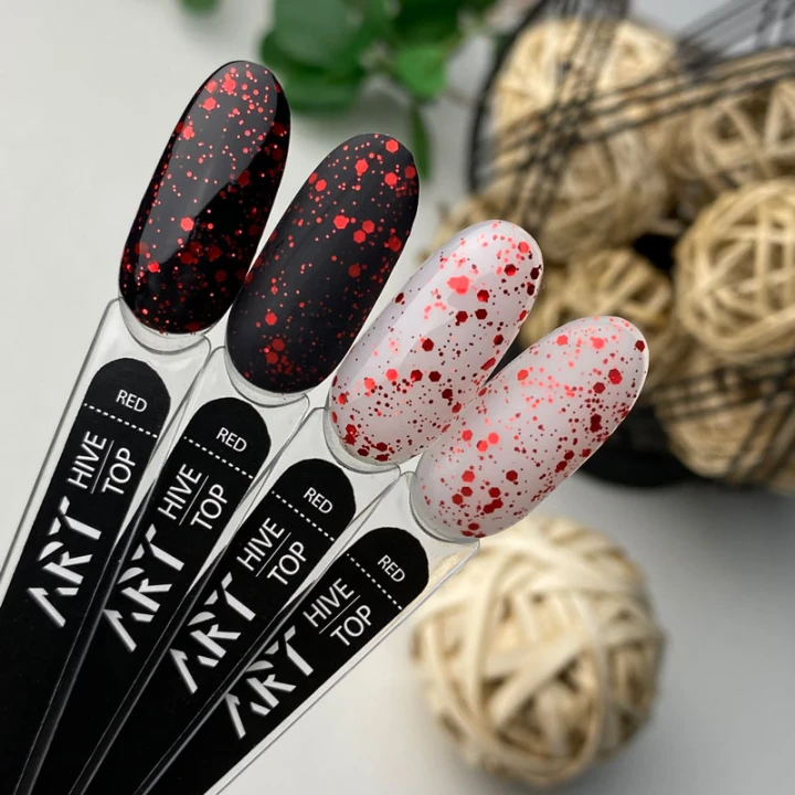 Топ для гель лака ART In Detail No Whipe Hive Top с шестигранниками10 мл (Red)