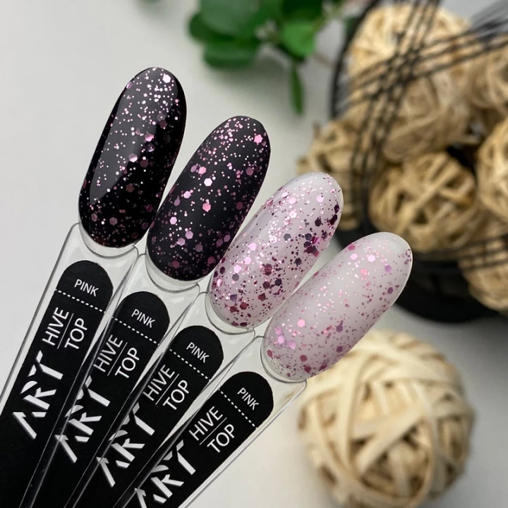 Топ для гель-лаку ART In Detail No Whipe Hive Top із шестигранниками10 мл (Pink)