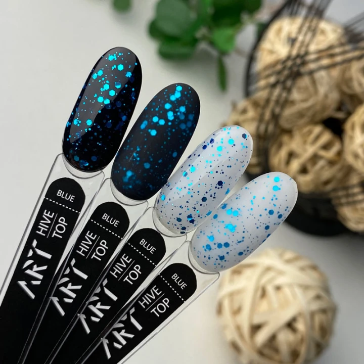 Топ для гель лака ART In Detail No Whipe Hive Top с шестигранниками10 мл (Blue)