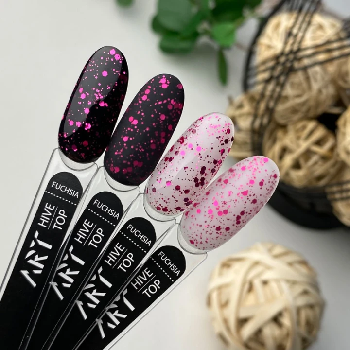 Топ для гель лака ART In Detail No Whipe Hive Top с шестигранниками10 мл (Fuchsia)