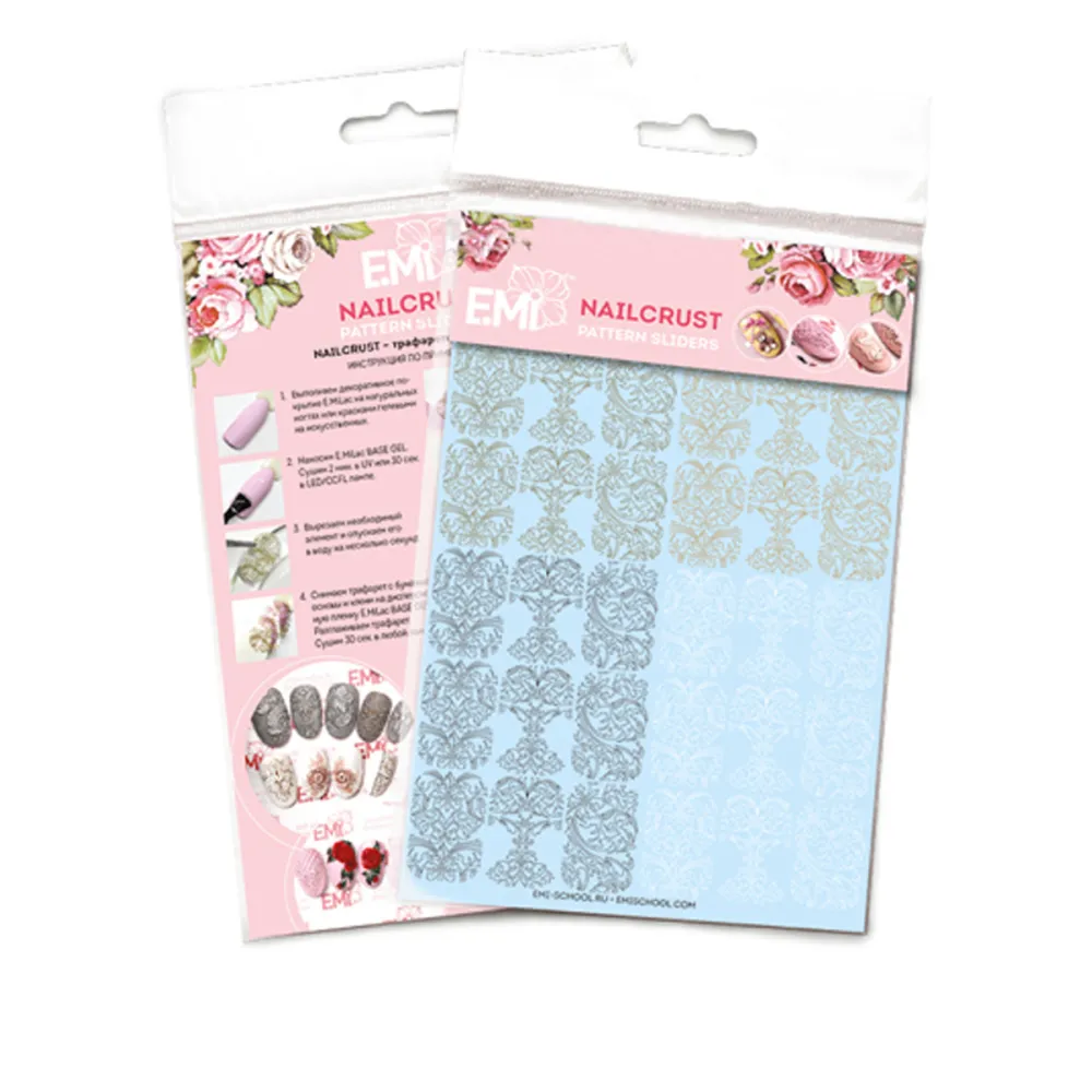 Трафарет-слайдер E.MI NailCrustt (Золотий/бежевий/білий/чорний №24)