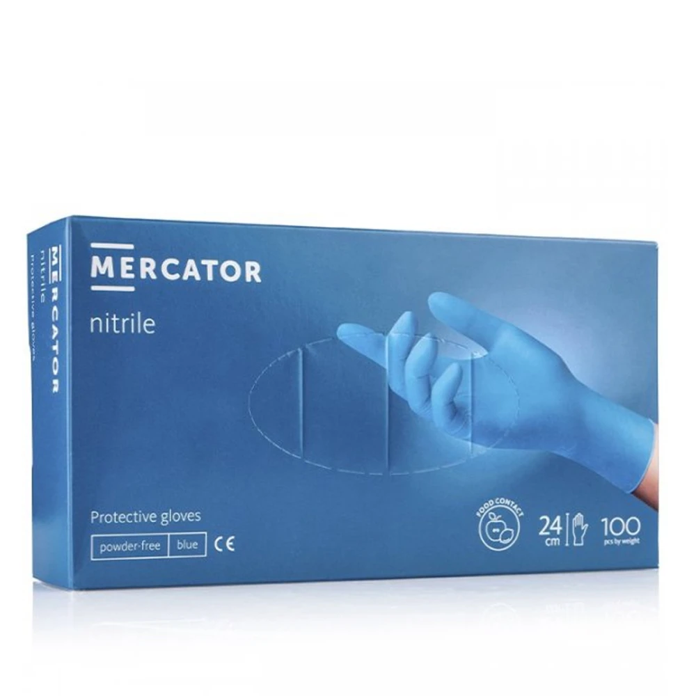 Рукавички нітрил Mercator Nitrile Blue 100 шт (S)