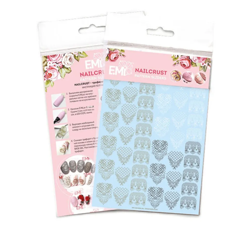 Трафарет-слайдер E.MI NailCrustt (Золотий/білий/чорний №10)