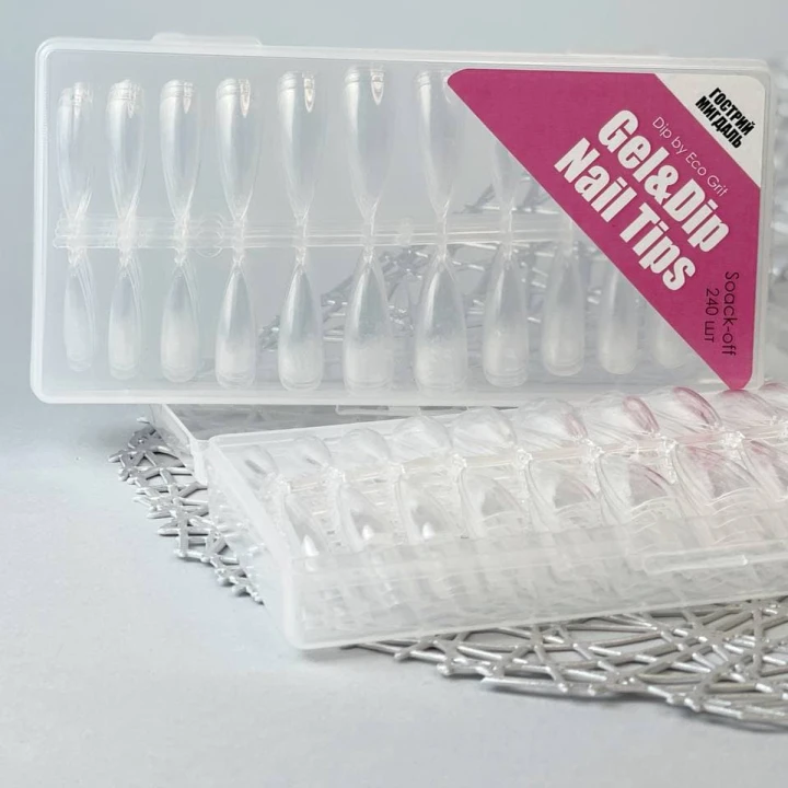 Типсы гелевые Dip System Nails Nail Tips (Острый миндаль)