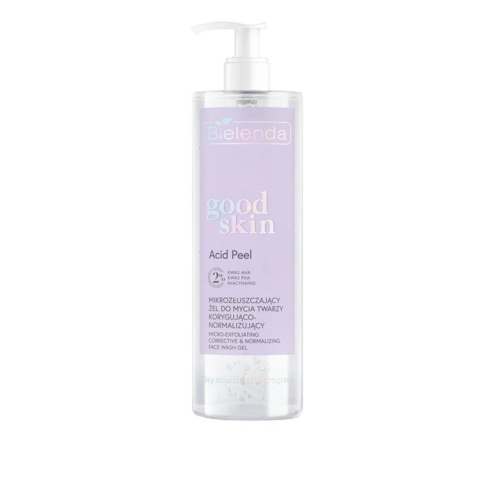 Гель для умывания лица BIELENDA с ​​AHA+PHA кислотами и ниацинамидом Микро-отшелушивающий 195 мл
