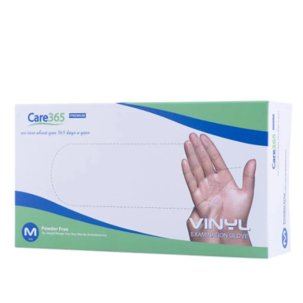 Перчатки винил без пудры нестерильные Care 100 шт (М)
