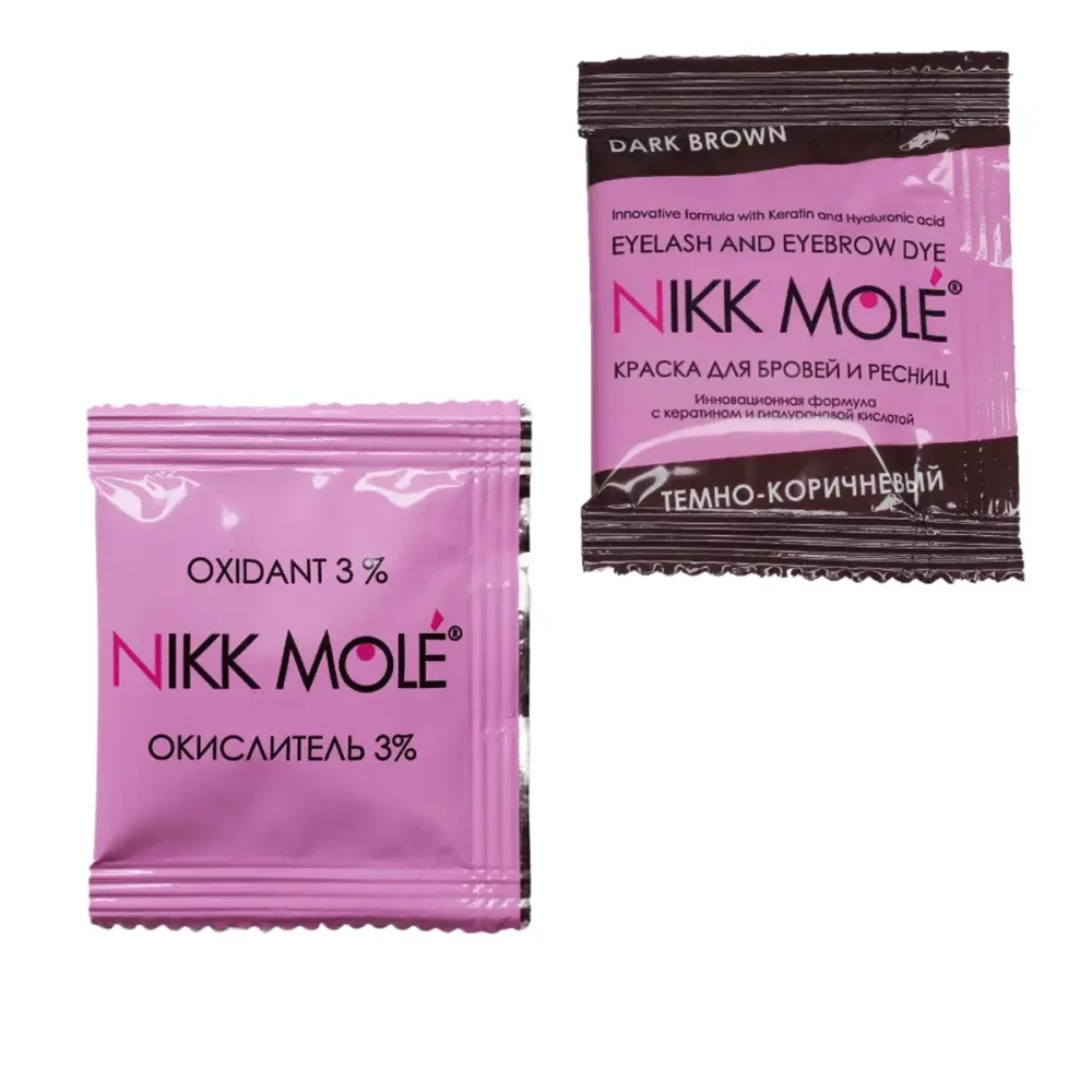 Краска для бровей и ресниц+окислитель Nikkmole (Dark Brown)
