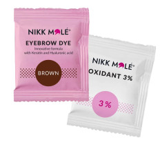 Краска для бровей и ресниц+окислитель Nikkmole 25 шт 5 мл (Brown)
