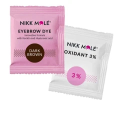 Фарба для брів та вій+окислювач Nikkmole 25 шт 5 мл (Dark Brown)
