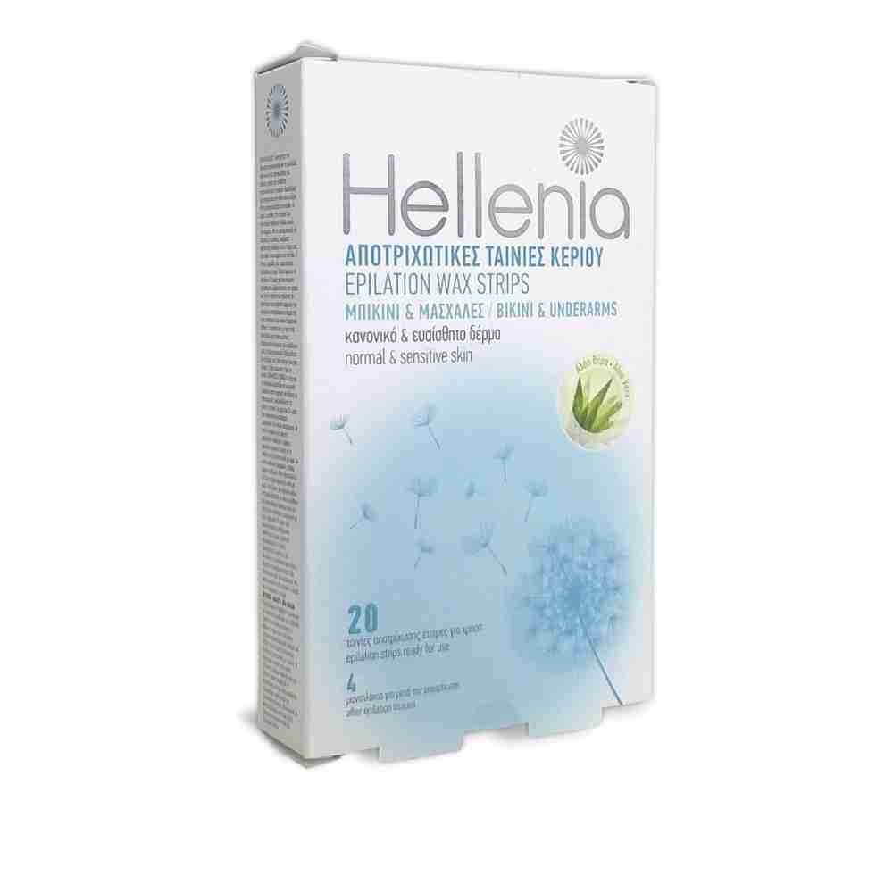 Лента для бикини и подмышек + 4 влажные салфетки Hellenia (Aloe Vera) 20 шт