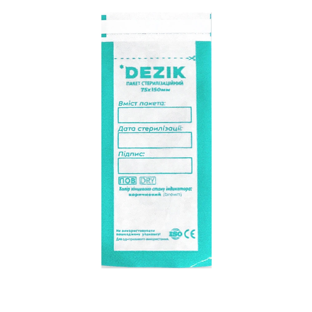 Пакети для стерилізації (прозорі) Dezik 75х150 мм 100 шт