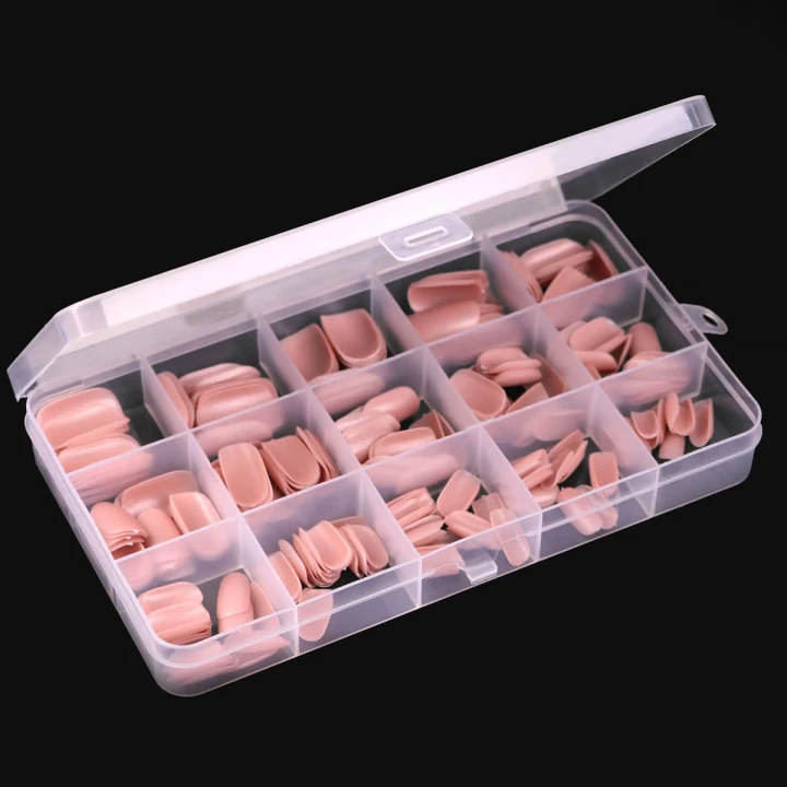 Форми KOMILFO SoFast мякі для швидкого нарощування нігтів 300 шт (Nude Soft Square)