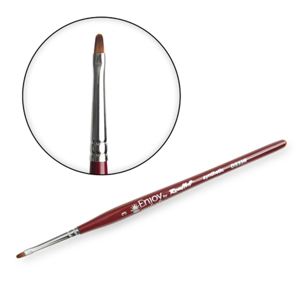 Кисть для гелевого дизайна синтетика овал бордо DS33R №3