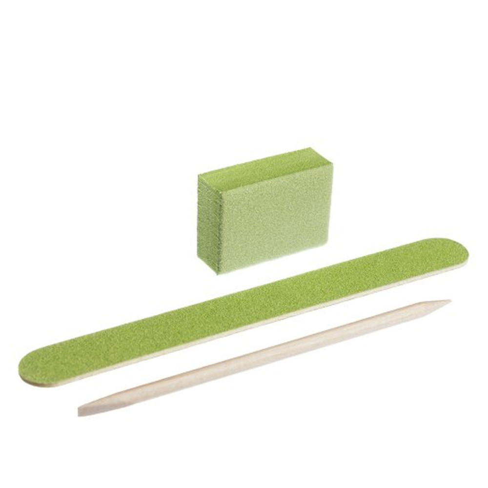 Набор для маникюра 04 зеленый KODI (пилочка 120/120 бафф 120/120 апельсиновая  палочка)