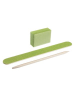 Набор для маникюра 04 зеленый KODI (пилочка 120/120 бафф 120/120 апельсиновая  палочка)