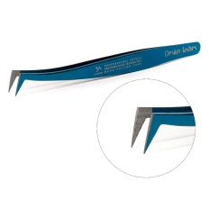 Пинцет Design Lashes Топорик Нано напыление (синий)