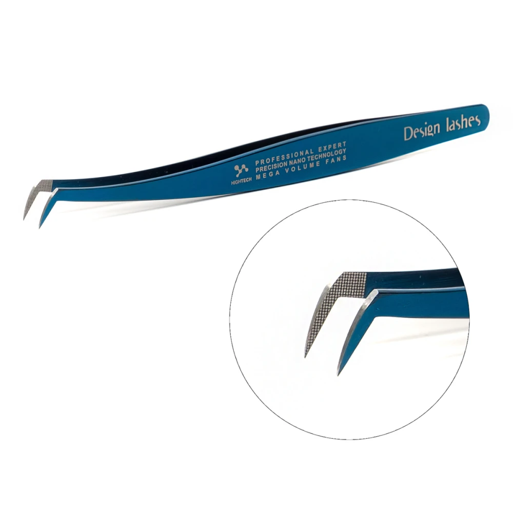 Пінцет Design Lashes Сапожок тонкий Нано напилення (синій)