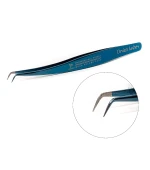 Пинцет Design Lashes L 6 мм Нано напыление (синий)