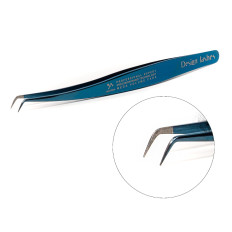 Пінцет Design Lashes L 6 мм Нано напилення (синій)