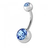 Пирсинг банан для пупка с 2-мя камнями сталь №2 (Голубой цирконий)