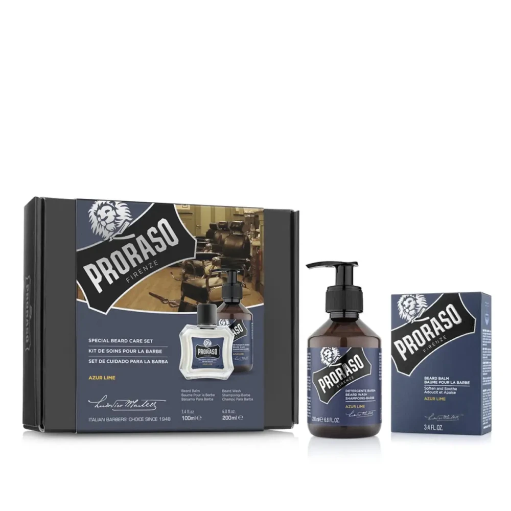 Набор для бороды Proraso Duo Pack Oil + Shampoo Azur Lime