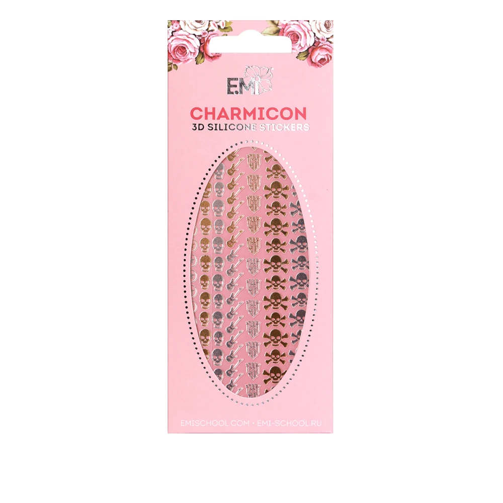 Наклейки для ногтей E.MI Charmicon 3D Silicone Stickers (Рок Mix золото/серебро)