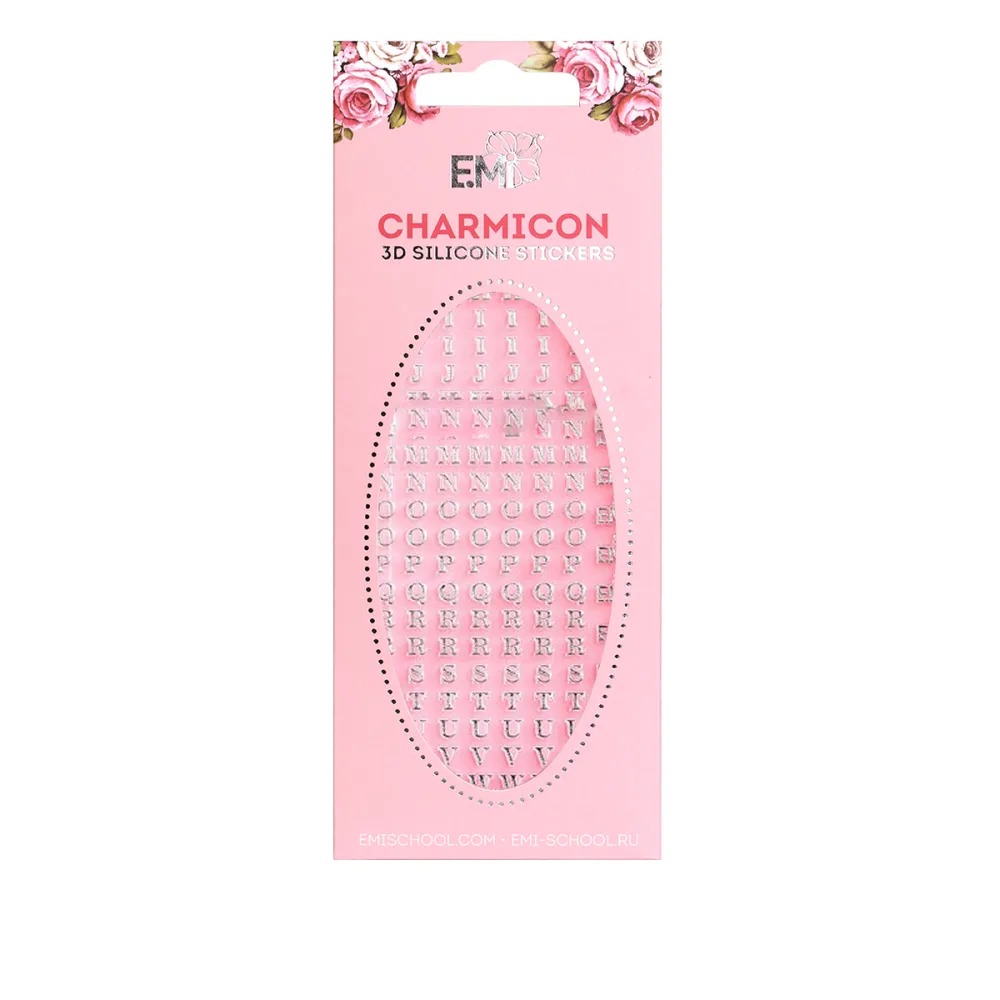 Наклейки для ногтей E.MI Charmicon 3D Silicone Stickers (Буквы серебро)