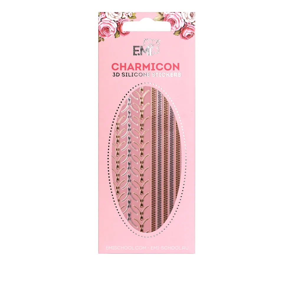 Наклейки для ногтей E.MI Charmicon 3D Silicone Stickers (Замки золото/серебро)