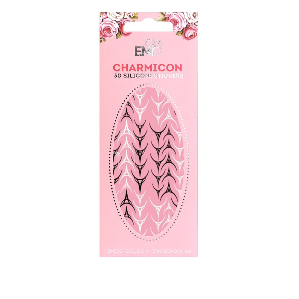 Наклейки для нігтів E.MI Charmicon 3D Silicone Stickers (Лунули № 30 чорні/білі)