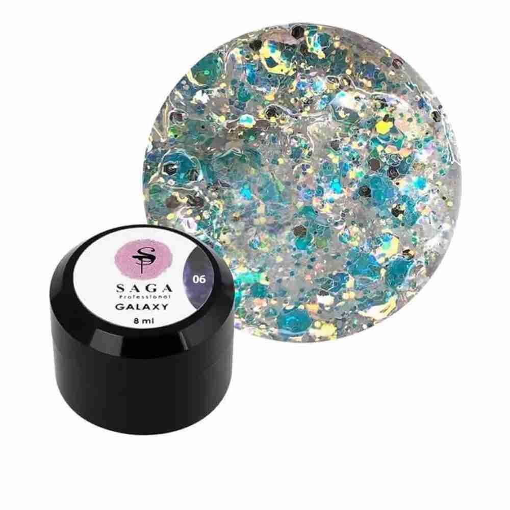 Гель для дизайна Saga Galaxy glitter 8 мл (06)