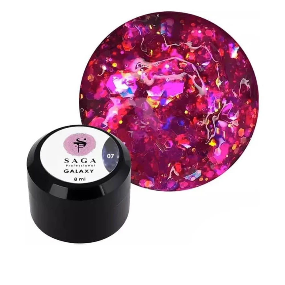 Гель для дизайна Saga Galaxy glitter 8 мл (07)