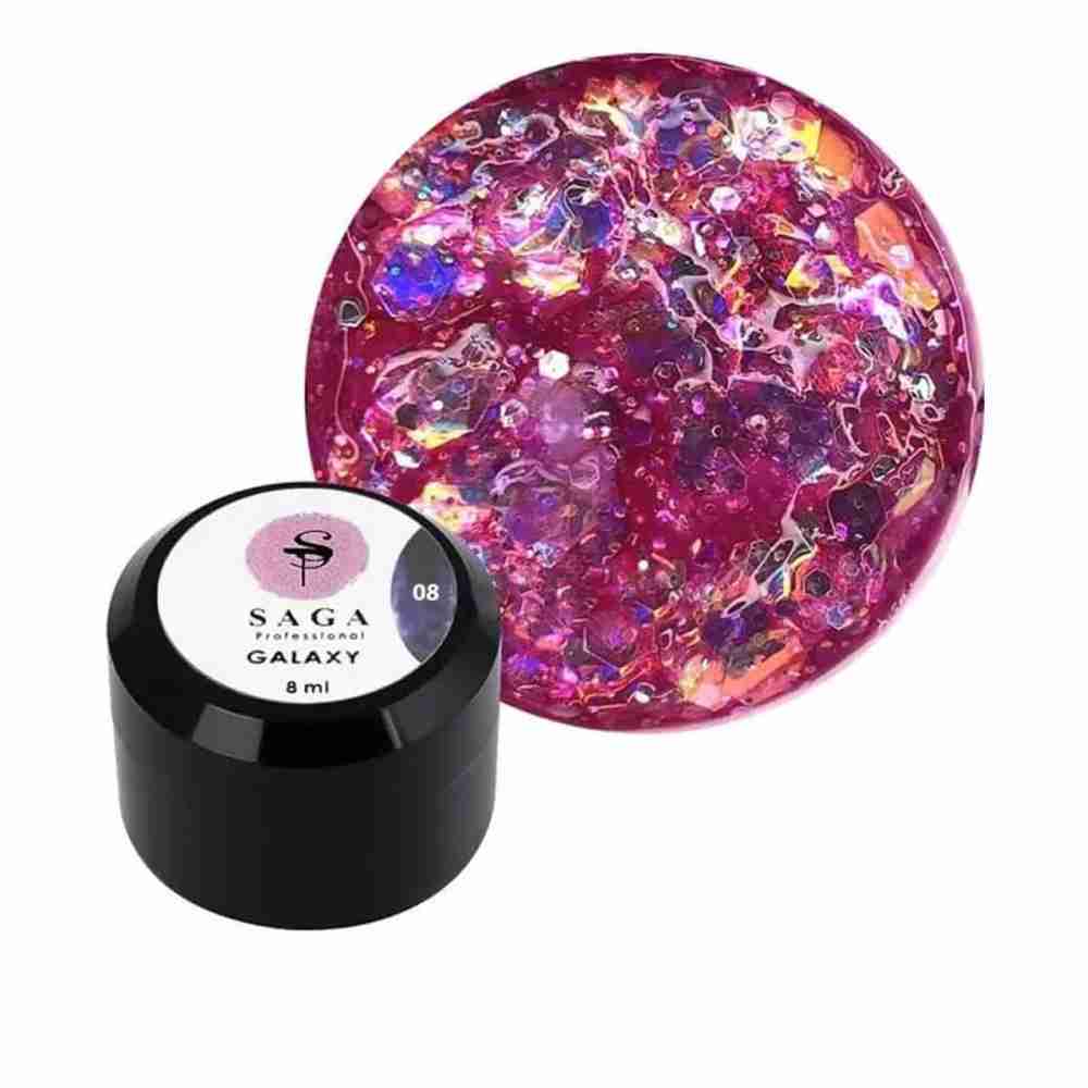 Гель для дизайна Saga Galaxy glitter 8 мл (08)