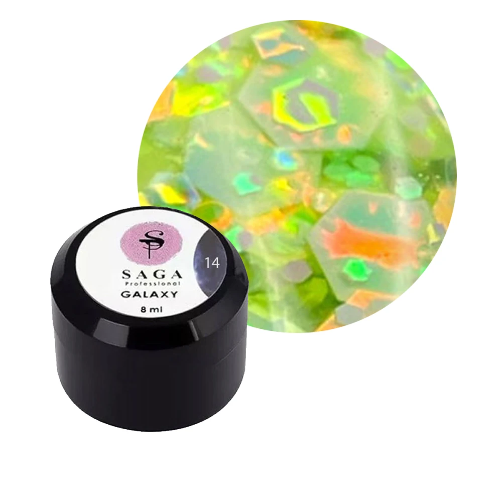 Гель для дизайну Saga Galaxy glitter 8 мл (14)