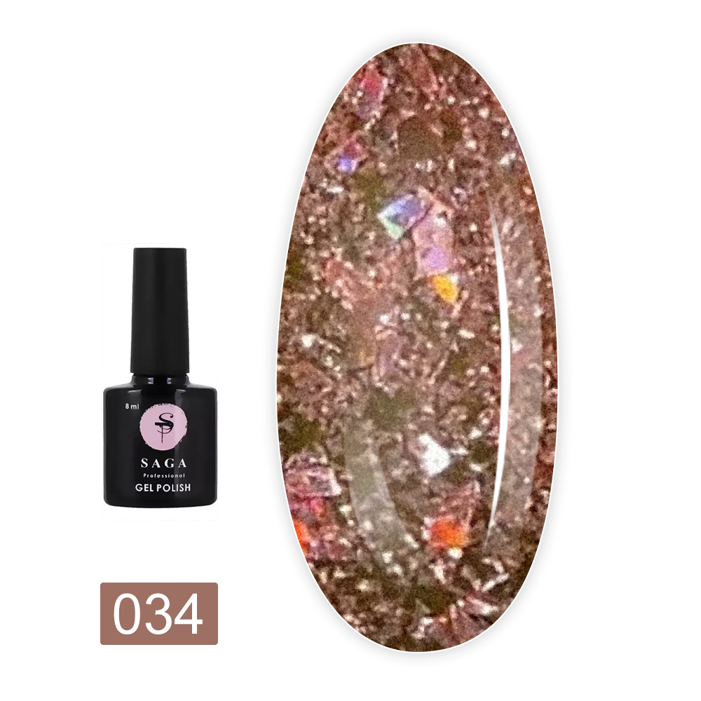 Гель лак Saga Fiery gel светоотражающий 8 мл (034)