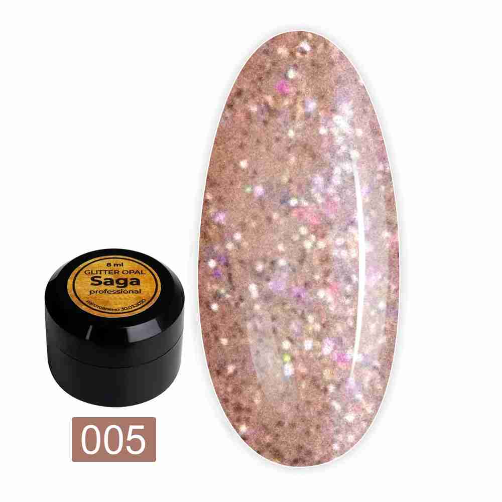 Гель для дизайну Saga Opal glitter 8 мл (баночка) (05)