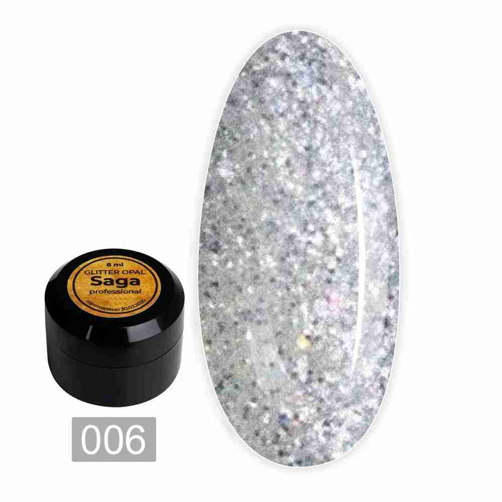 Гель для дизайну Saga Opal glitter 8 мл (баночка) (06)