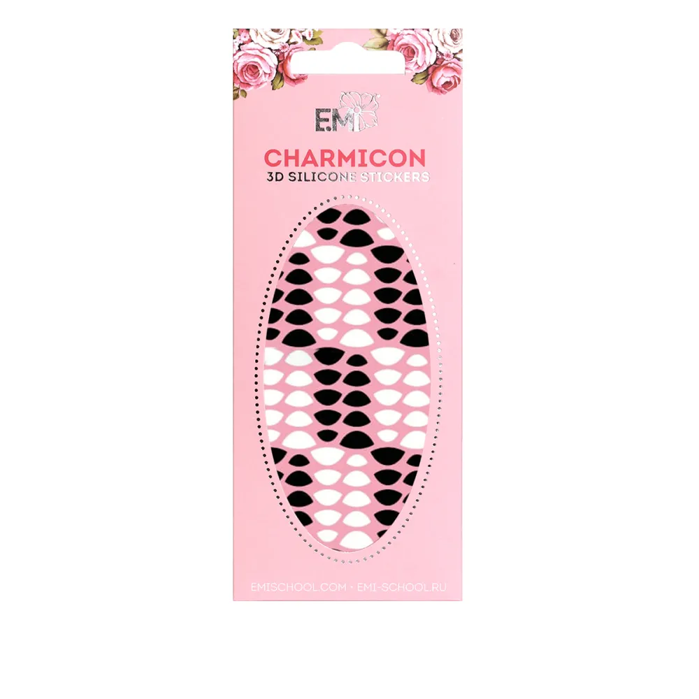Наклейки для нігтів E.MI Charmicon 3D Silicone Stickers (Лунули № 8 чорні/білі)