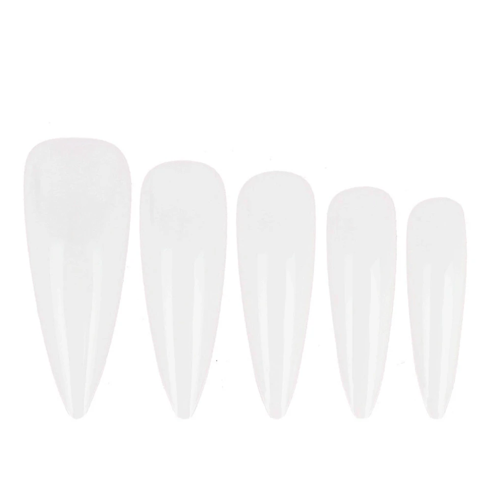 Типсы гелевые для ногтей в пластиковом контейнере 240 штук (Стилет)