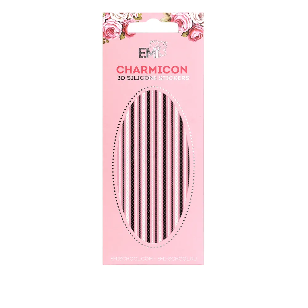 Наклейки для нігтів E.MI Charmicon 3D Silicone Stickers (Ланцюги № 9 чорні/білі)