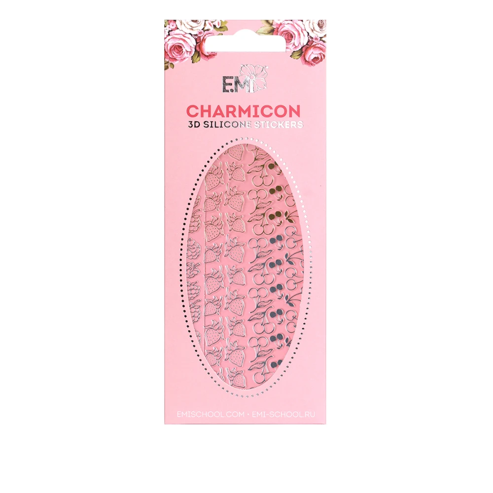 Наклейки для ногтей E.MI Charmicon 3D Silicone Stickers (Ягоды № 43 золото/серебро)